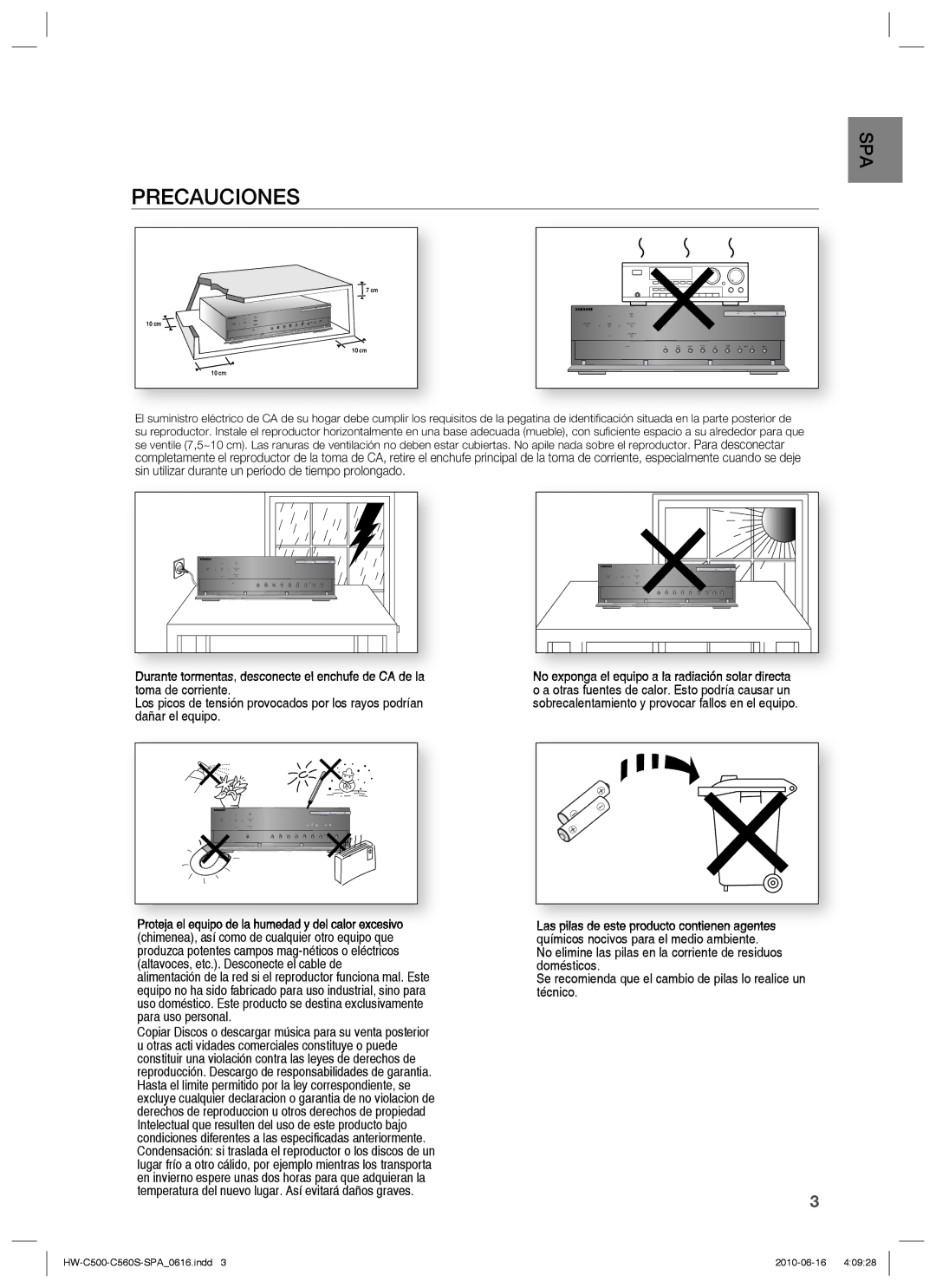 Samsung HW-C560S/XEF manual Precauciones 