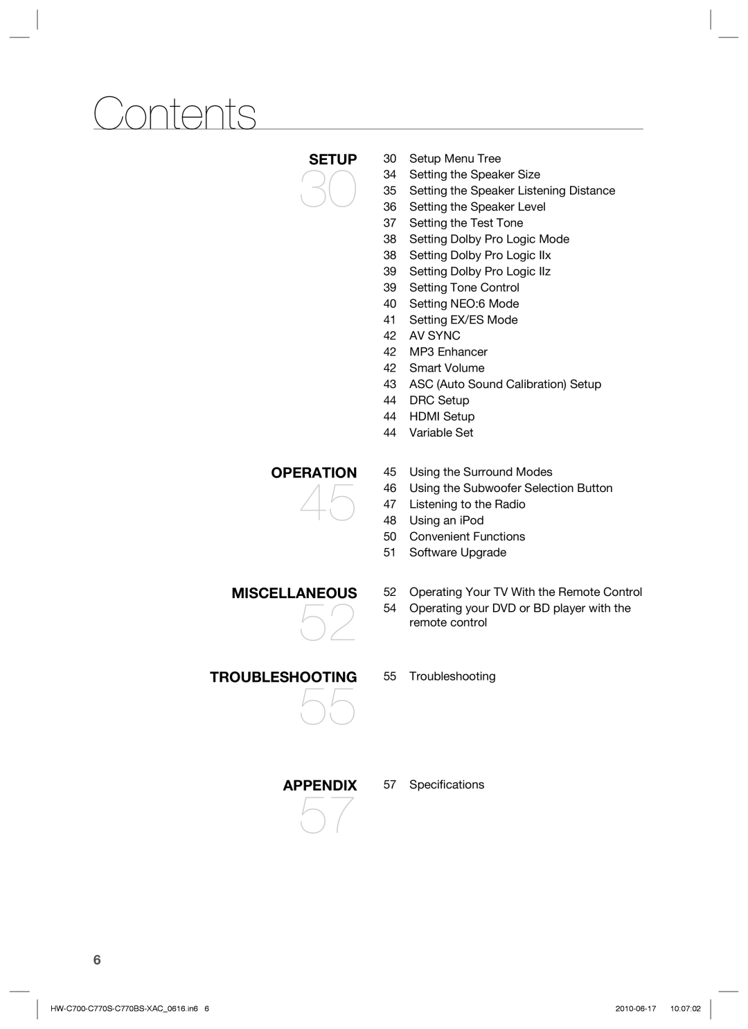 Samsung HW-C770BS, HW-C700B, HW-C770S, C770BS-XAC user manual Setup, AV Sync 