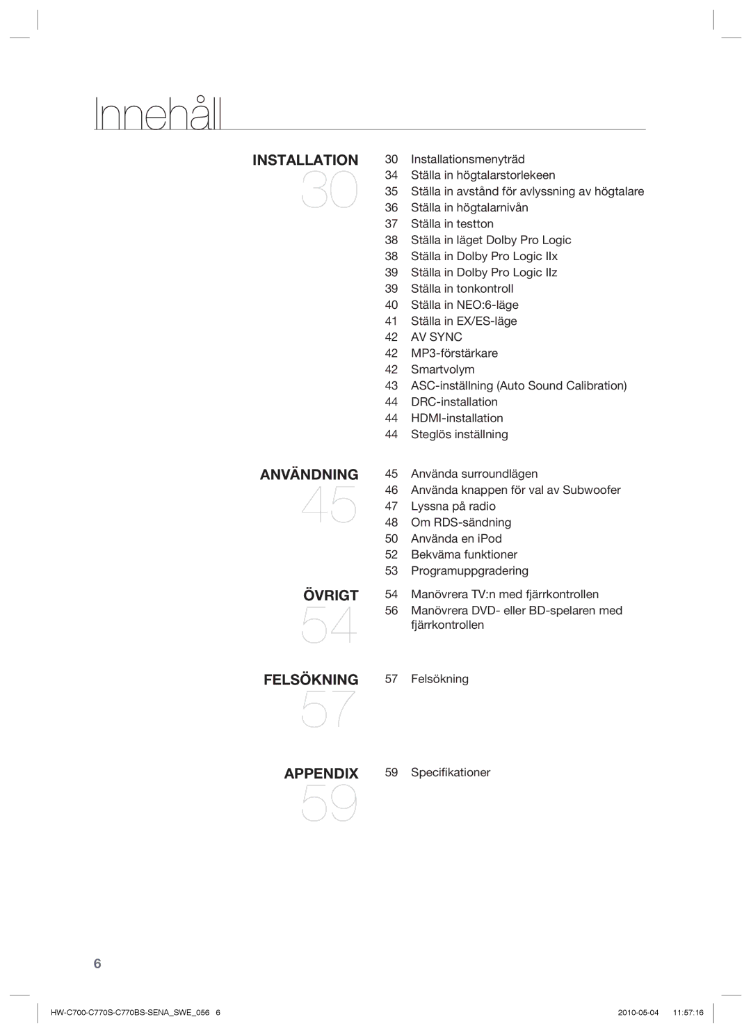 Samsung HW-C770S/XEE, HW-C700B/XEE, HW-C700/XEE manual AV Sync 