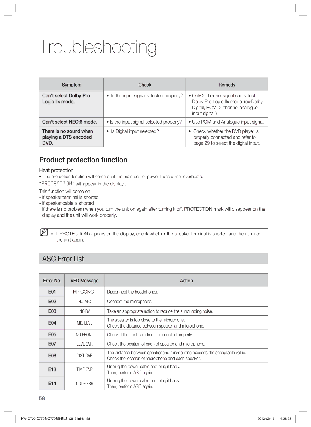 Samsung HW-C770S/EDC, HW-C770S/XEN, HW-C700B/XEN, HW-C700/XEN, HW-C700/EDC, HW-C770S/XEE manual Product protection function, Dvd 