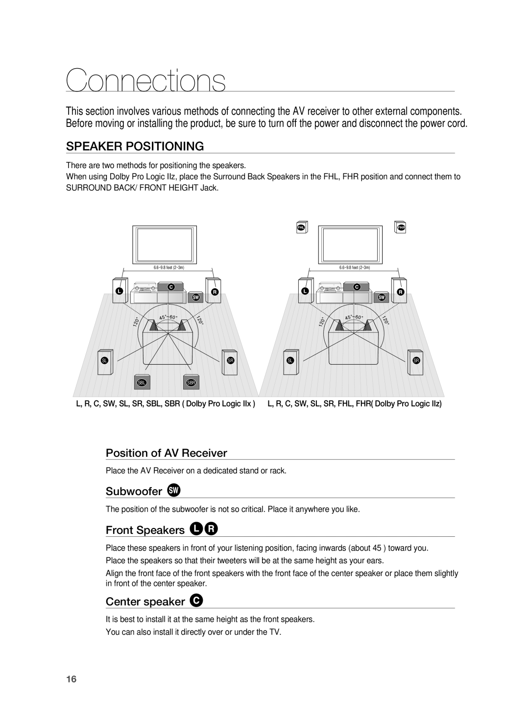 Samsung HW-C900-XAA user manual Connections, Speaker Positioning 