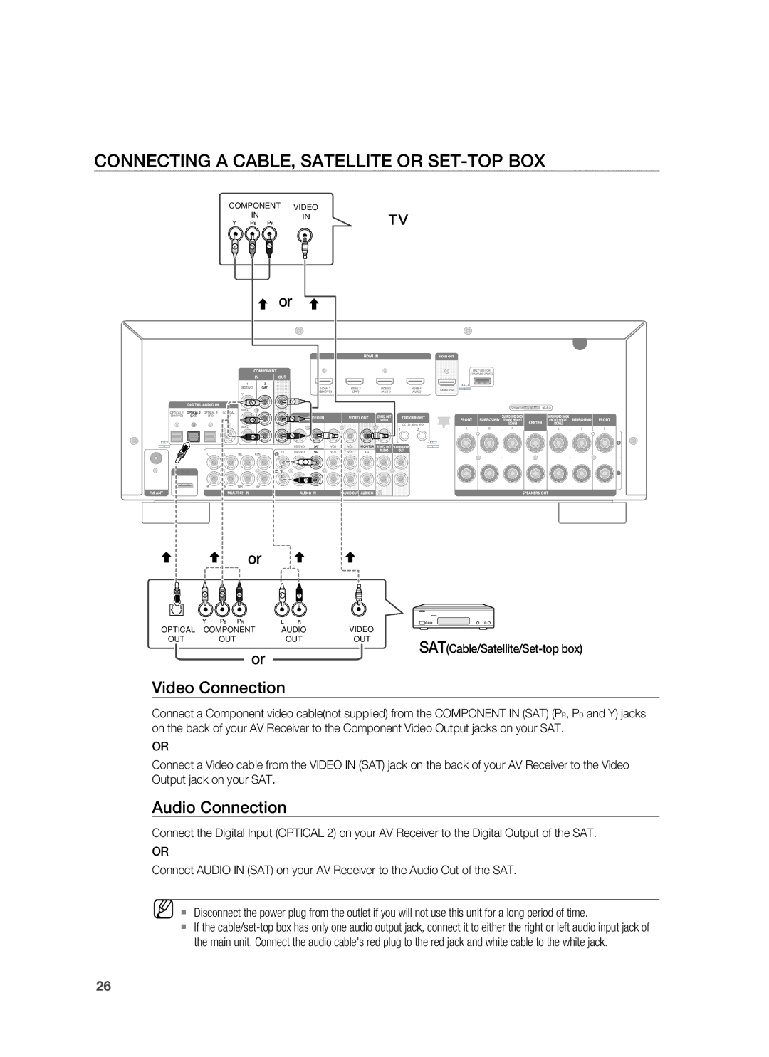 Samsung HW-C900-XAA user manual Connecting a CABLE, Satellite or SET-TOP BOX, SATCable/Satellite/Set-top box 