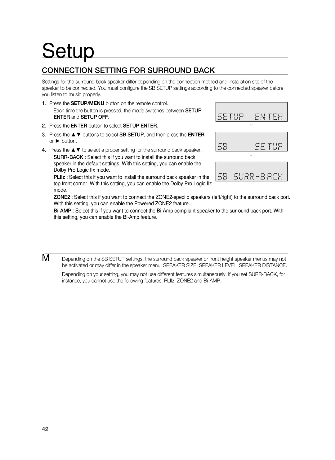 Samsung HW-C900-XAA user manual Connection Setting for Surround Back, Dolby Pro Logic IIx mode 