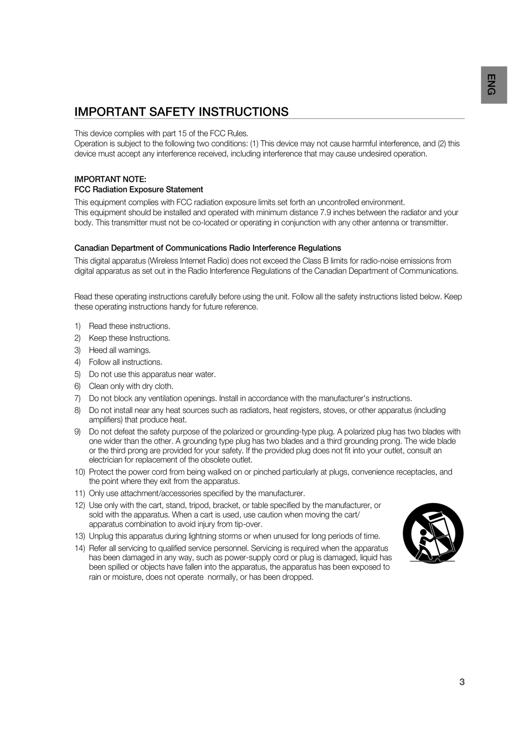 Samsung HW-C900-XAA user manual Important Safety Instructions 