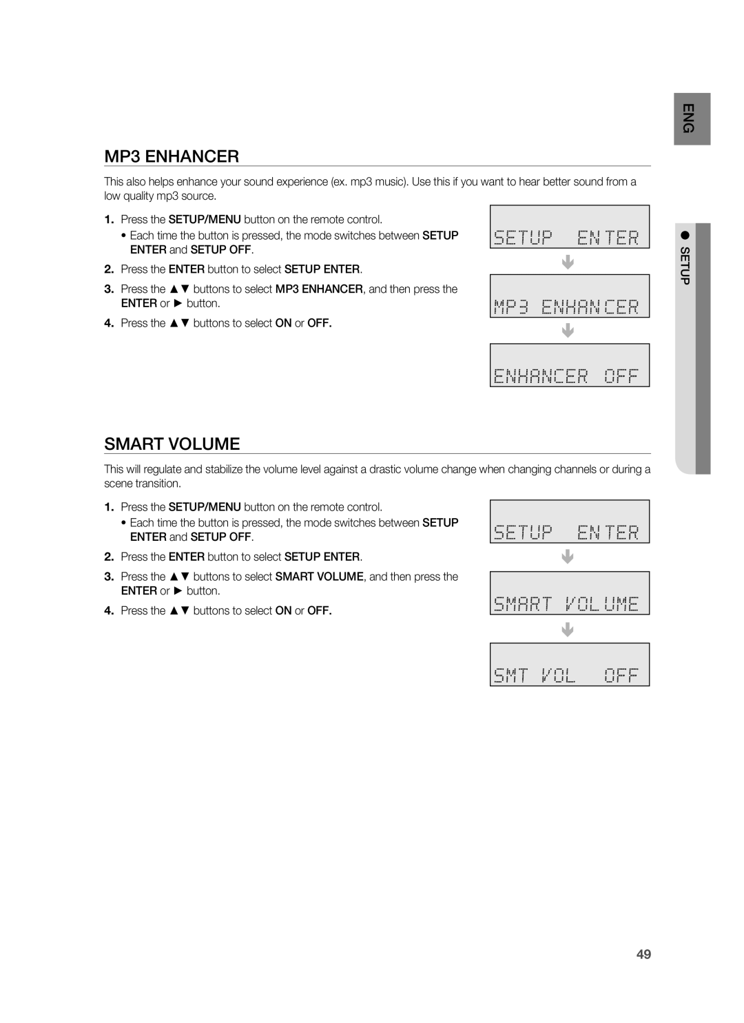 Samsung HW-C900-XAA user manual MP3 ENHANCER, Smart Volume 