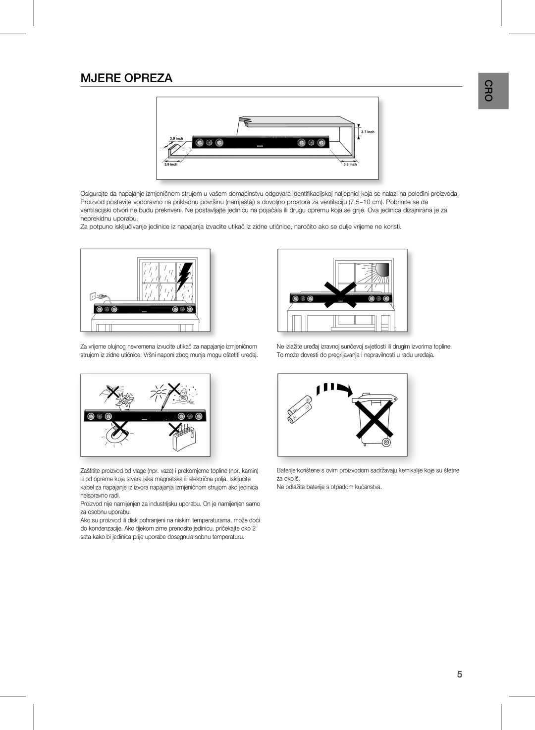 Samsung HW-D350/EN manual Mjere opreza 