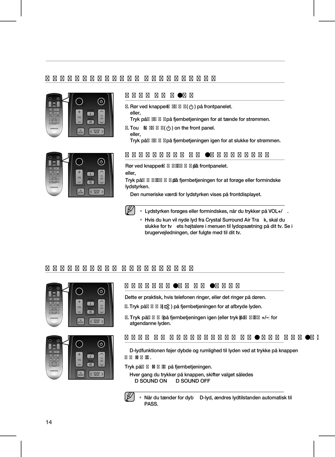 Samsung HW-D350/XE manual Funktioner, 3D Sound on 3D Sound OFF 