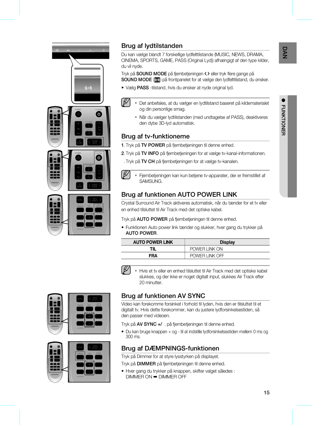 Samsung HW-D350/XE manual Samsung, Auto Power Link, Power Link on, Power Link OFF, Dimmer on Dimmer OFF 