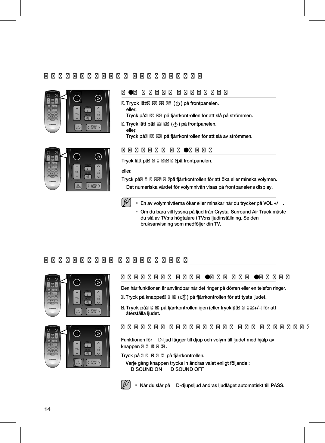 Samsung HW-D350/XE manual Funktioner, 3D Sound on 3D Sound OFF 