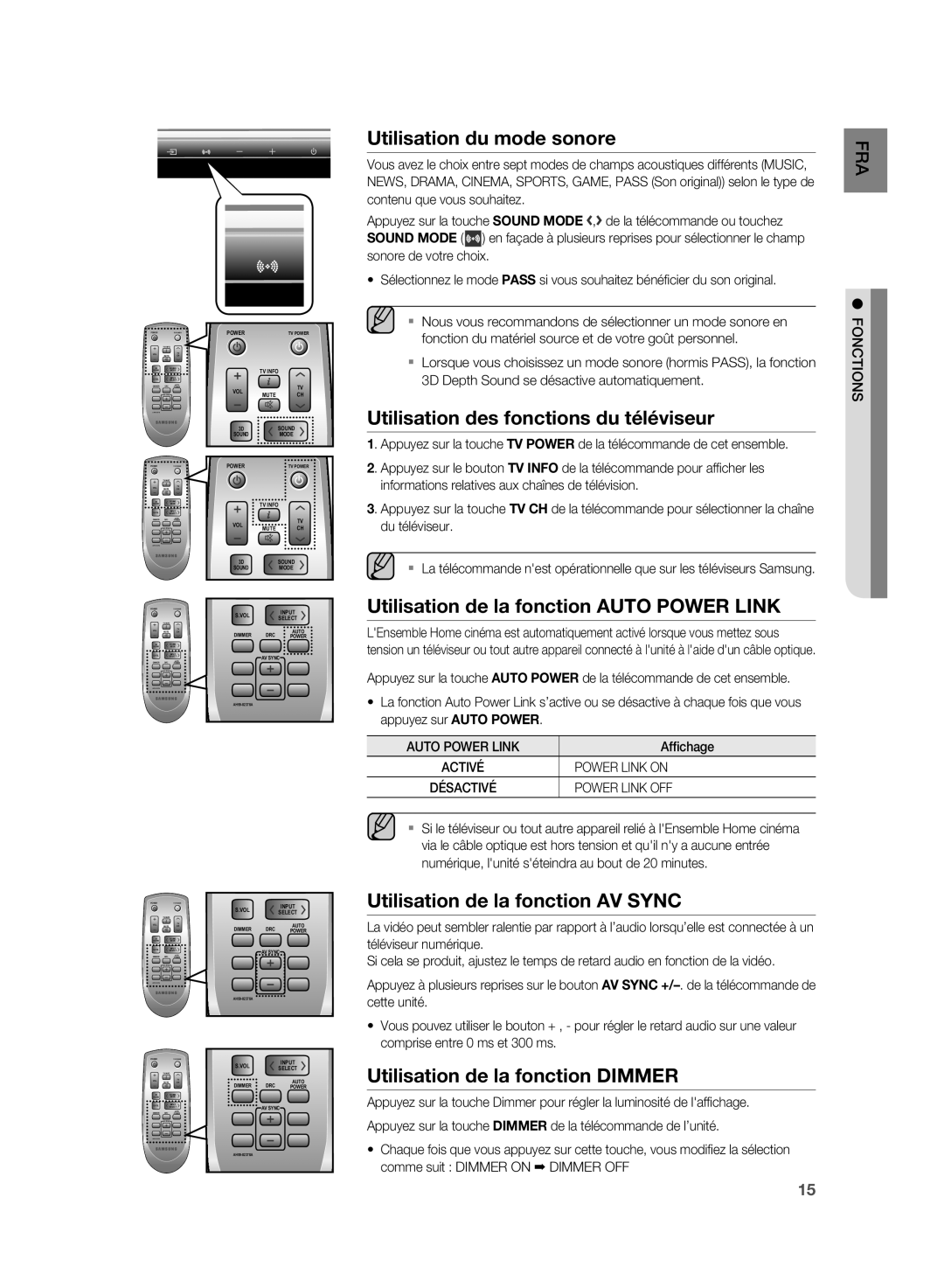 Samsung HW-D350/ZF manual Utilisation du mode sonore 