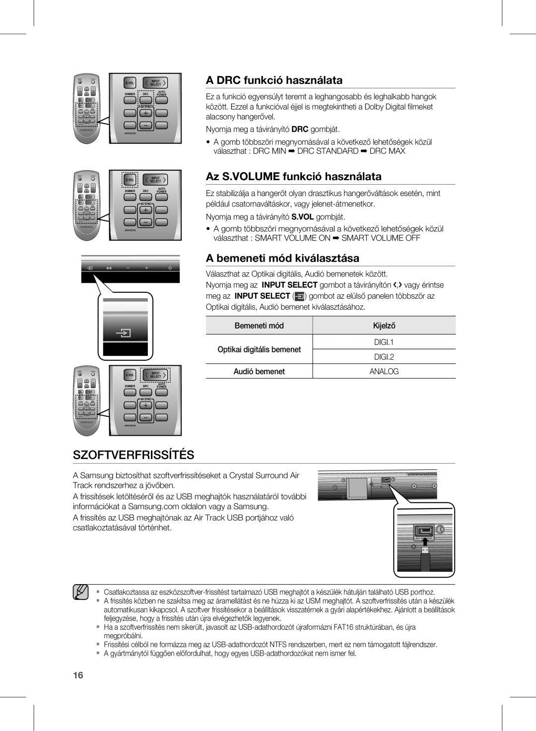 Samsung HW-D351/EN, HW-D350/EN, HW-D350/ZF, HW-D350/XE manual Szoftverfrissítés, VOL Select 