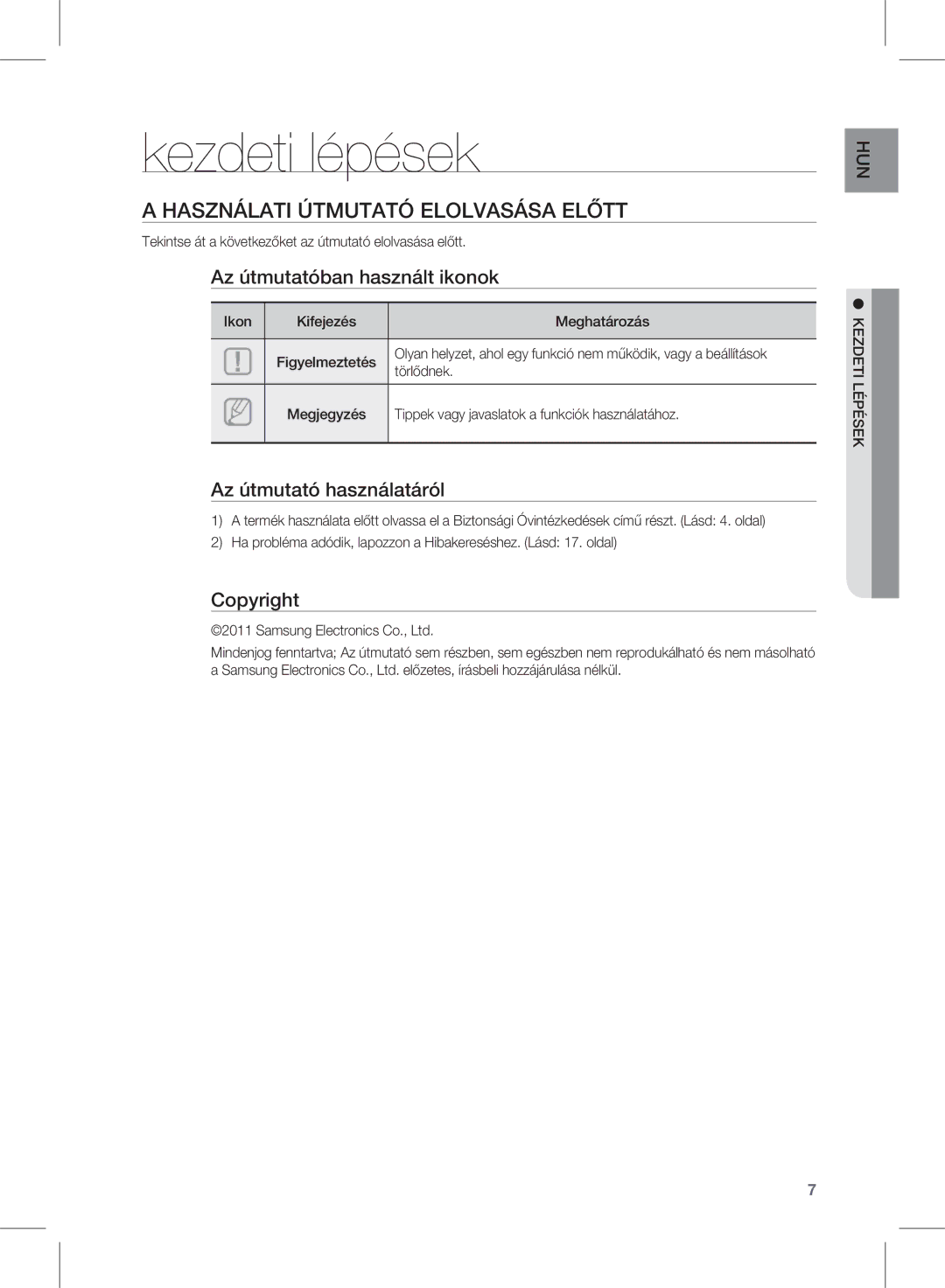 Samsung HW-D350/XE, HW-D351/EN, HW-D350/EN, HW-D350/ZF manual Kezdeti lépések, Használati Útmutató Elolvasása Előtt 