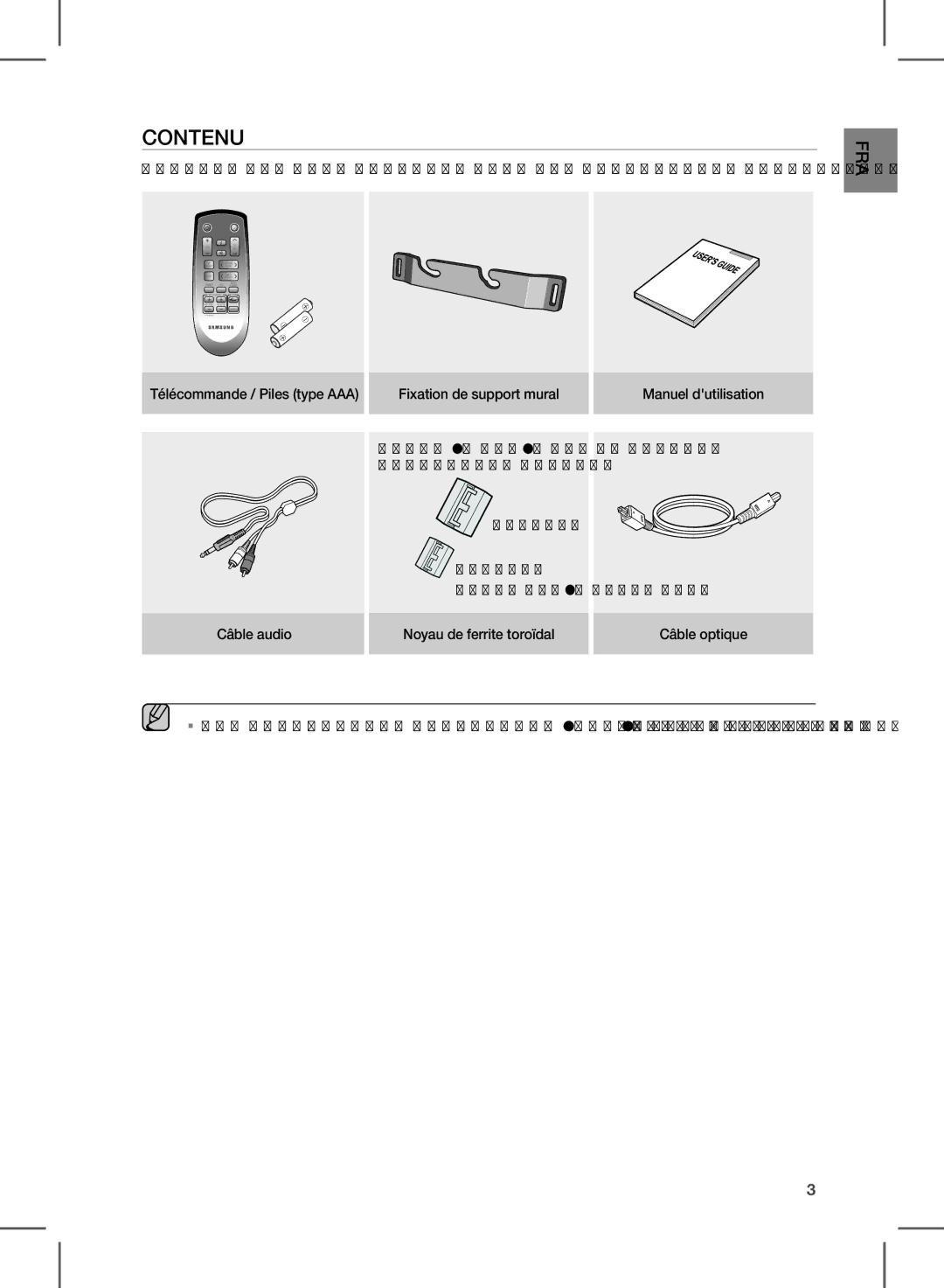 Samsung HW-D451, HW-D450 user manual Contenu, Fra 