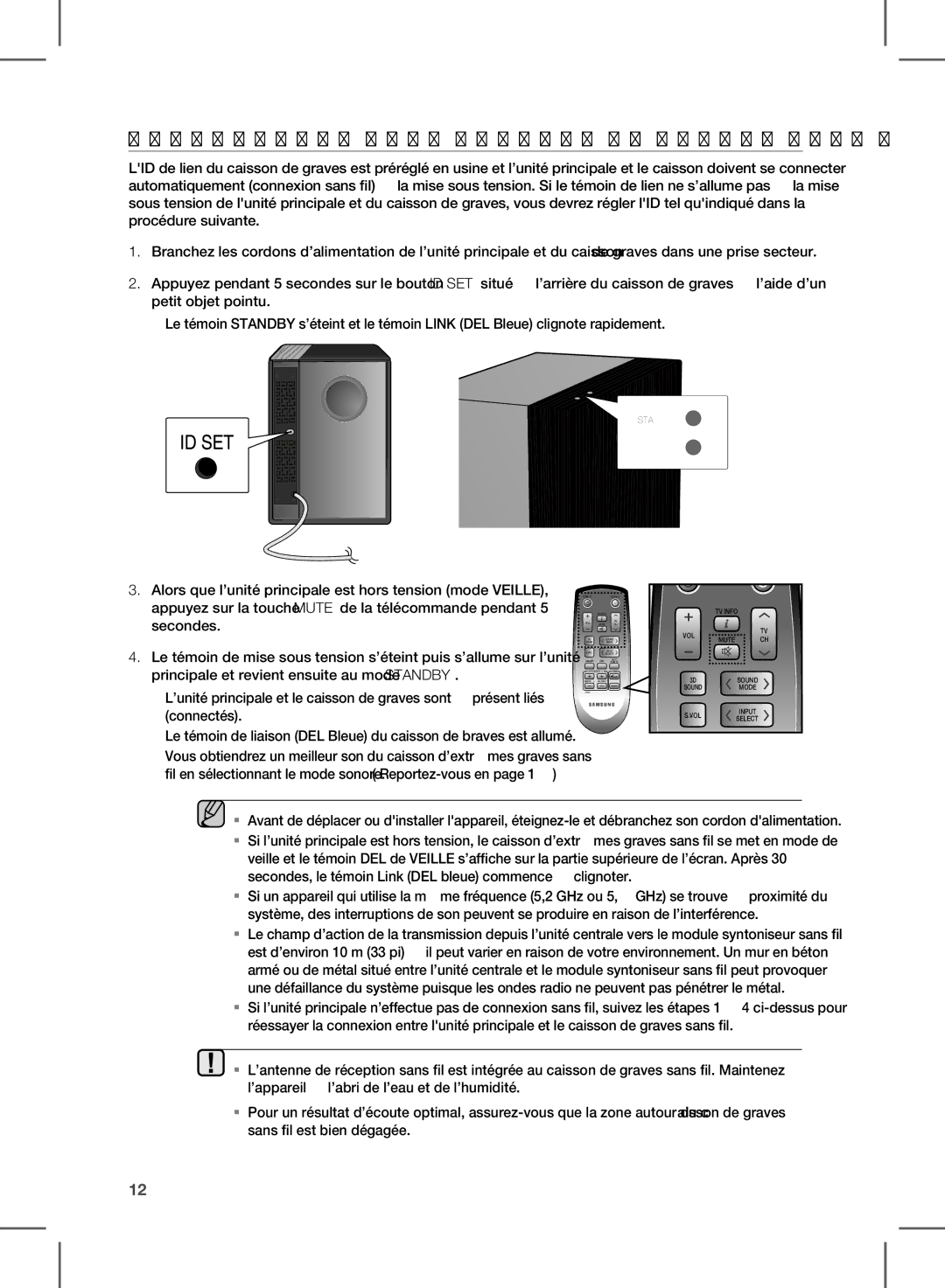 Samsung HW-D450, HW-D451 user manual BrANCHEMENT D’UN CAiSSON DE GrAvES Sans FiL 