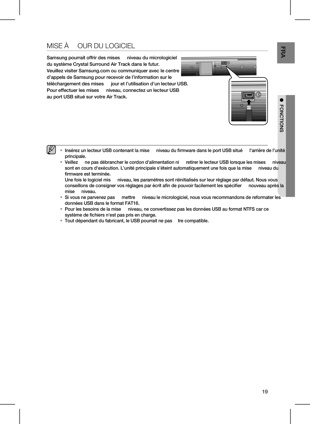 Samsung HW-D451, HW-D450 user manual Mise À Jour DU Logiciel 