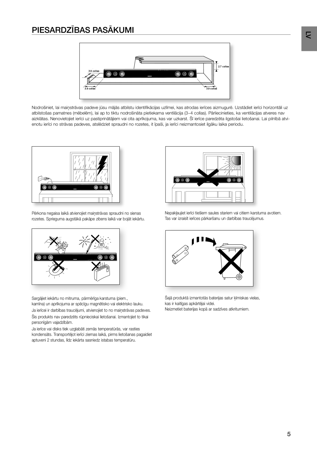 Samsung HW-D450/EN manual Piesardzības Pasākumi 