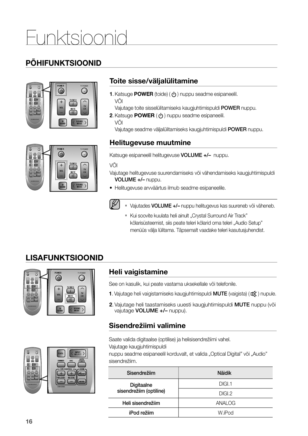 Samsung HW-D450/EN manual Funktsioonid, Või 