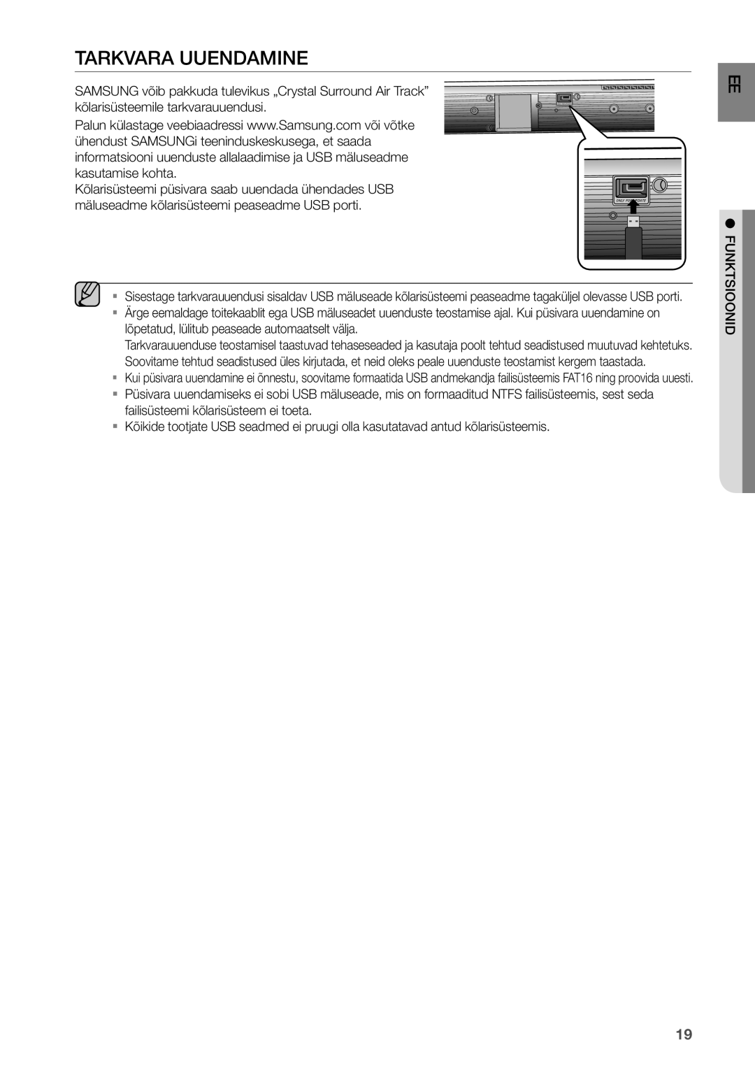 Samsung HW-D450/EN manual Tarkvara Uuendamine 