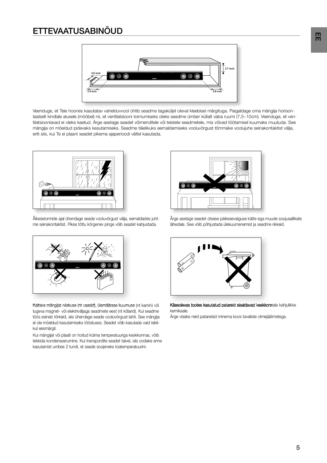 Samsung HW-D450/EN manual Ettevaatusabinõud 