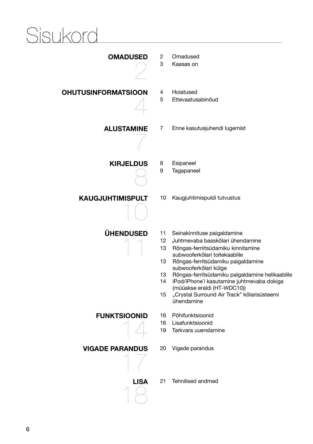 Samsung HW-D450/EN manual Sisukord 