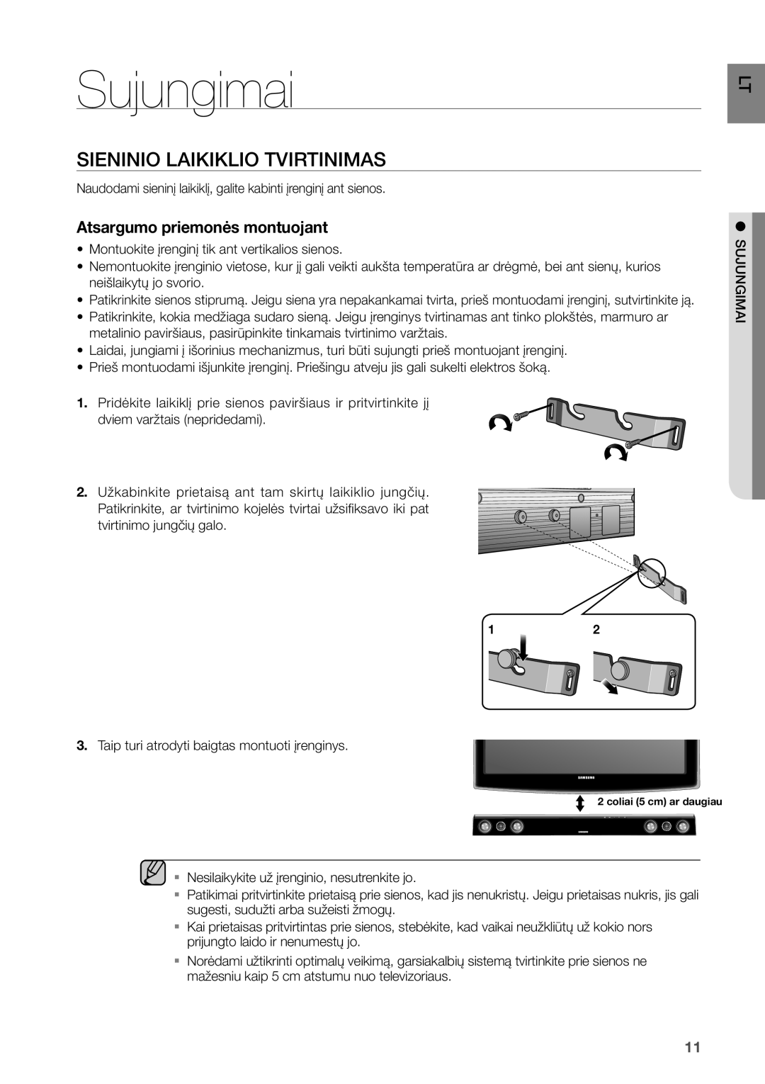 Samsung HW-D450/EN manual Sujungimai, Sieninio Laikiklio Tvirtinimas, Taip turi atrodyti baigtas montuoti įrenginys 