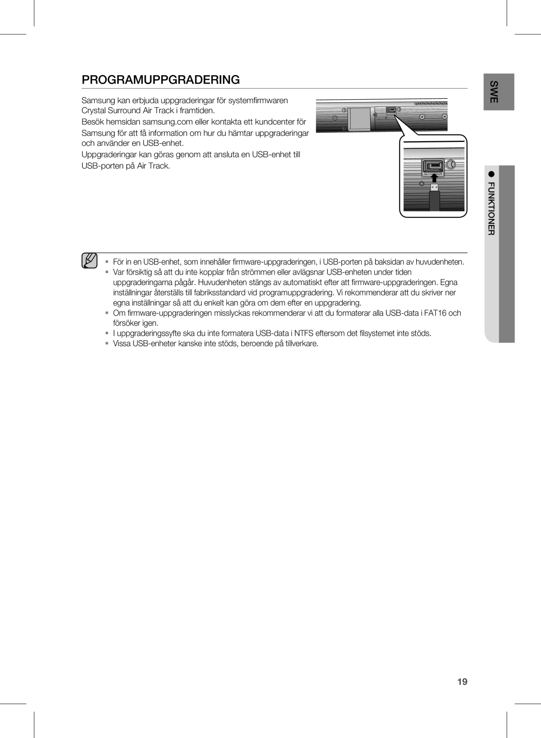 Samsung HW-D450/XE manual Programuppgradering 