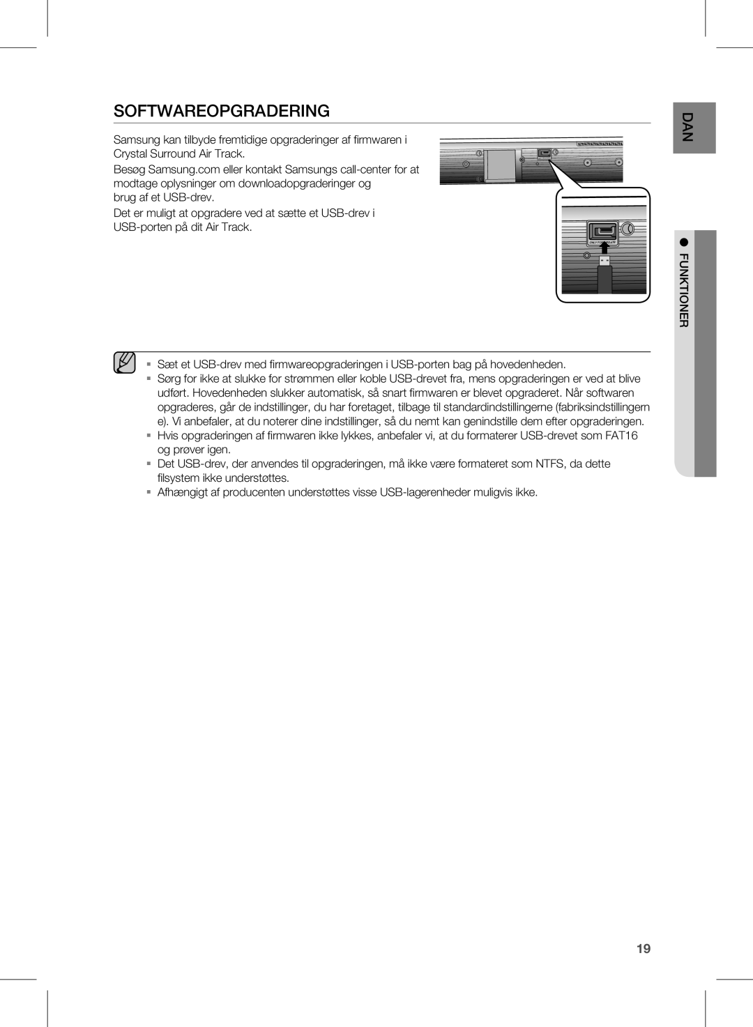 Samsung HW-D450/XE manual Softwareopgradering 