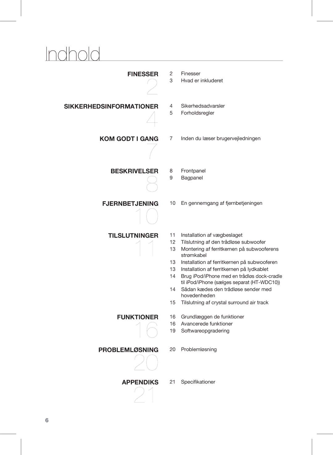 Samsung HW-D450/XE manual Indhold 