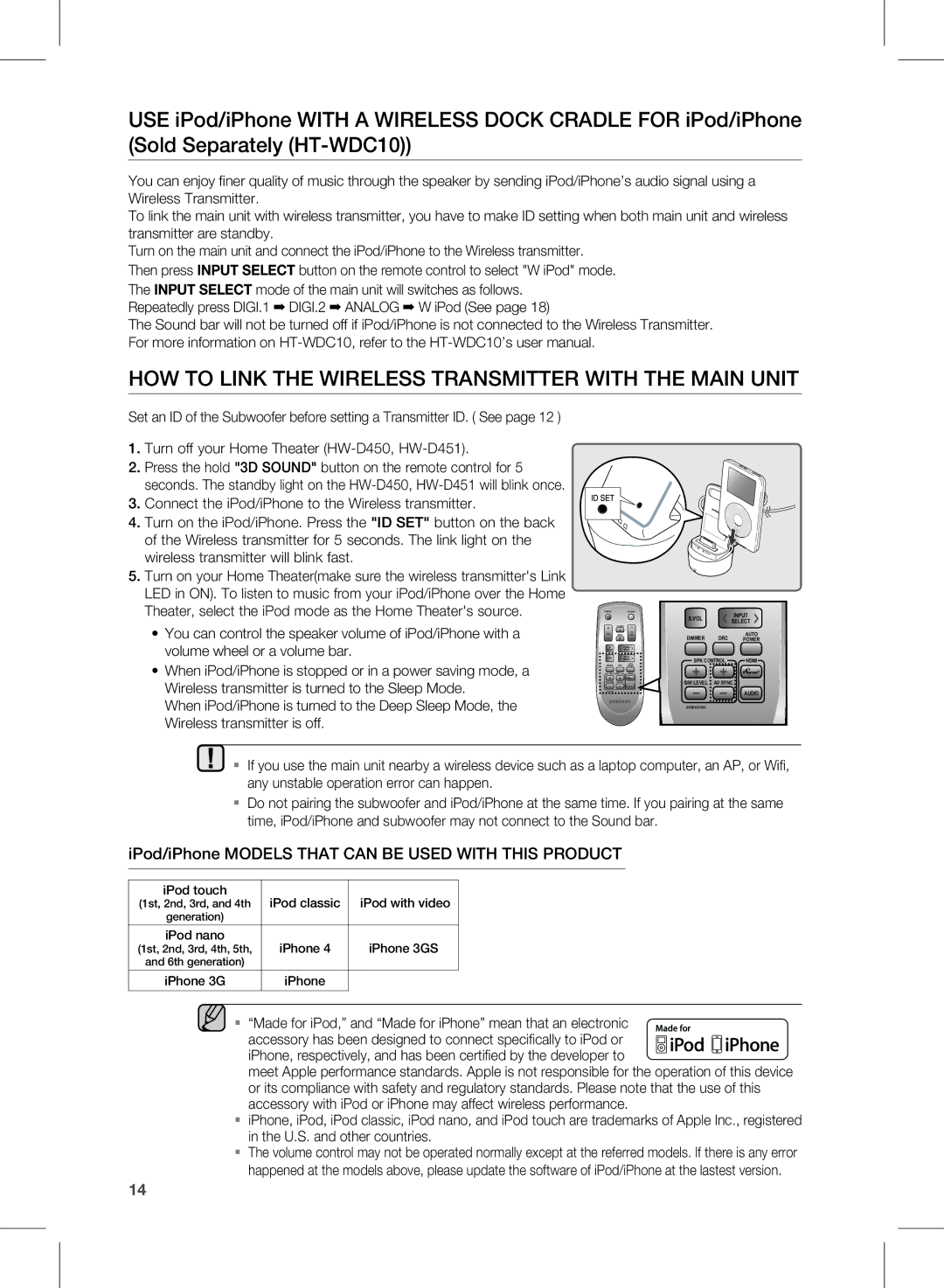 Samsung HW-D450/XE HOW to LinK THe WireLeSS TranSMiTTer WiTH THe Main UniT, Turn off your Home Theater HW-D450, HW-D451 