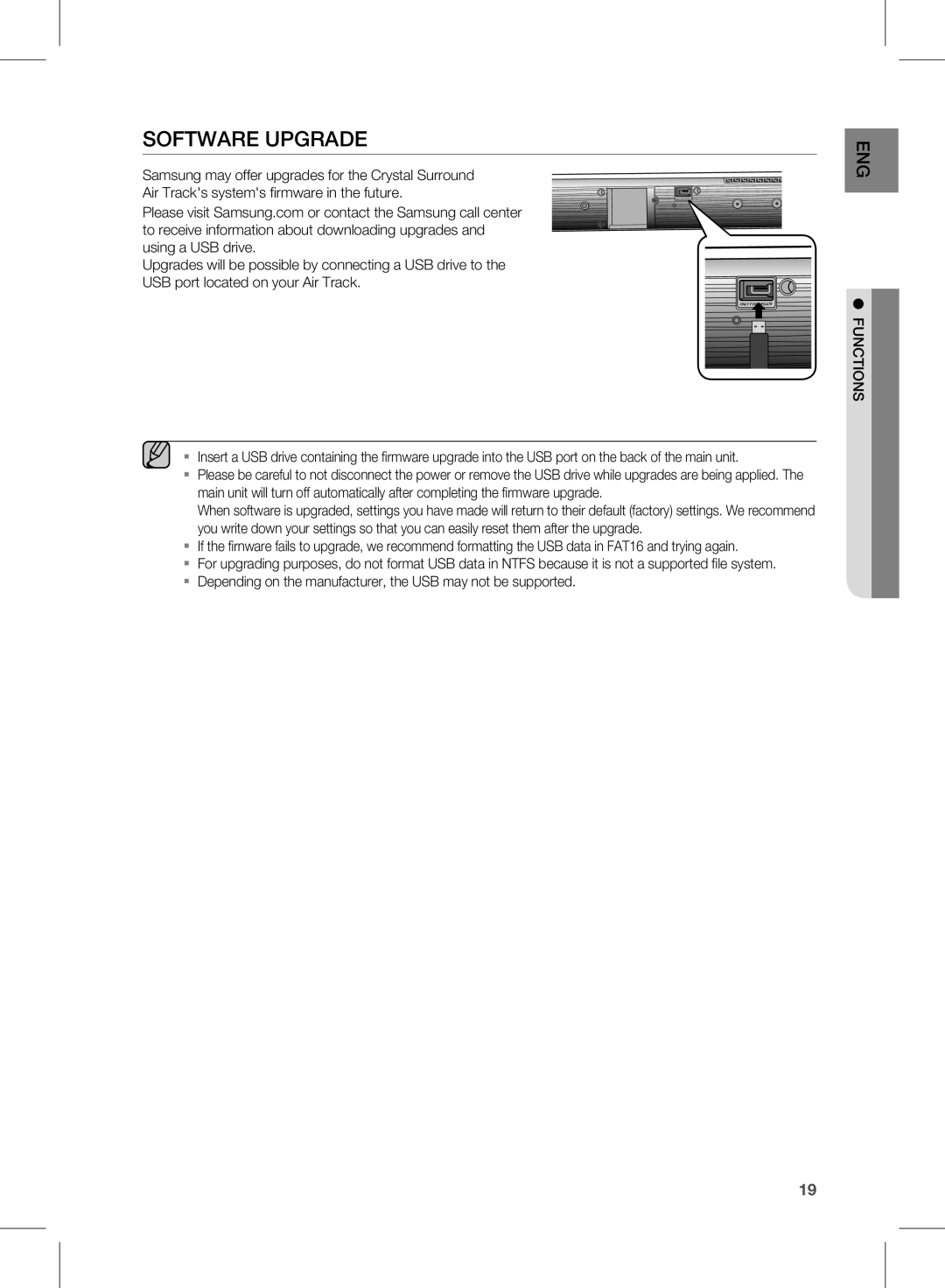 Samsung HW-D450/XE, HW-D450/XN, HW-D450/ZA, HW-D450/EN, HW-D450/ZF manual Software Upgrade 