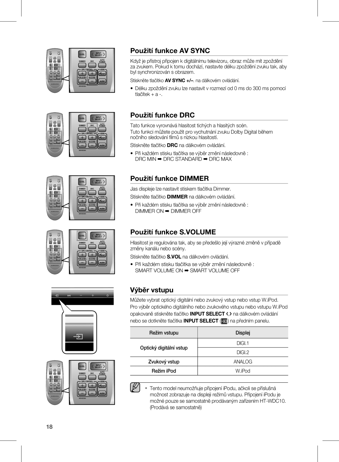 Samsung HW-D450/ZA, HW-D450/EN manual DRC MIN DRC Standard DRC MAX, Dimmer on Dimmer OFF, Smart Volume on Smart Volume OFF 