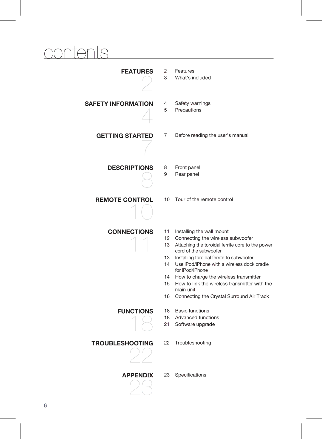 Samsung HW-D570/ZF, HW-D570/EN, HW-D570/XN, HW-D570/XE manual Contents 