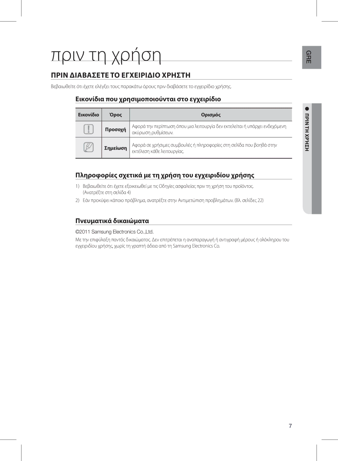 Samsung HW-D570/EN manual Πριν τη χρήση, Πριν Διαβασετε ΤΟ Εγχειριδιο Χρηστη, Εικονίδια που χρησιμοποιούνται στο εγχειρίδιο 