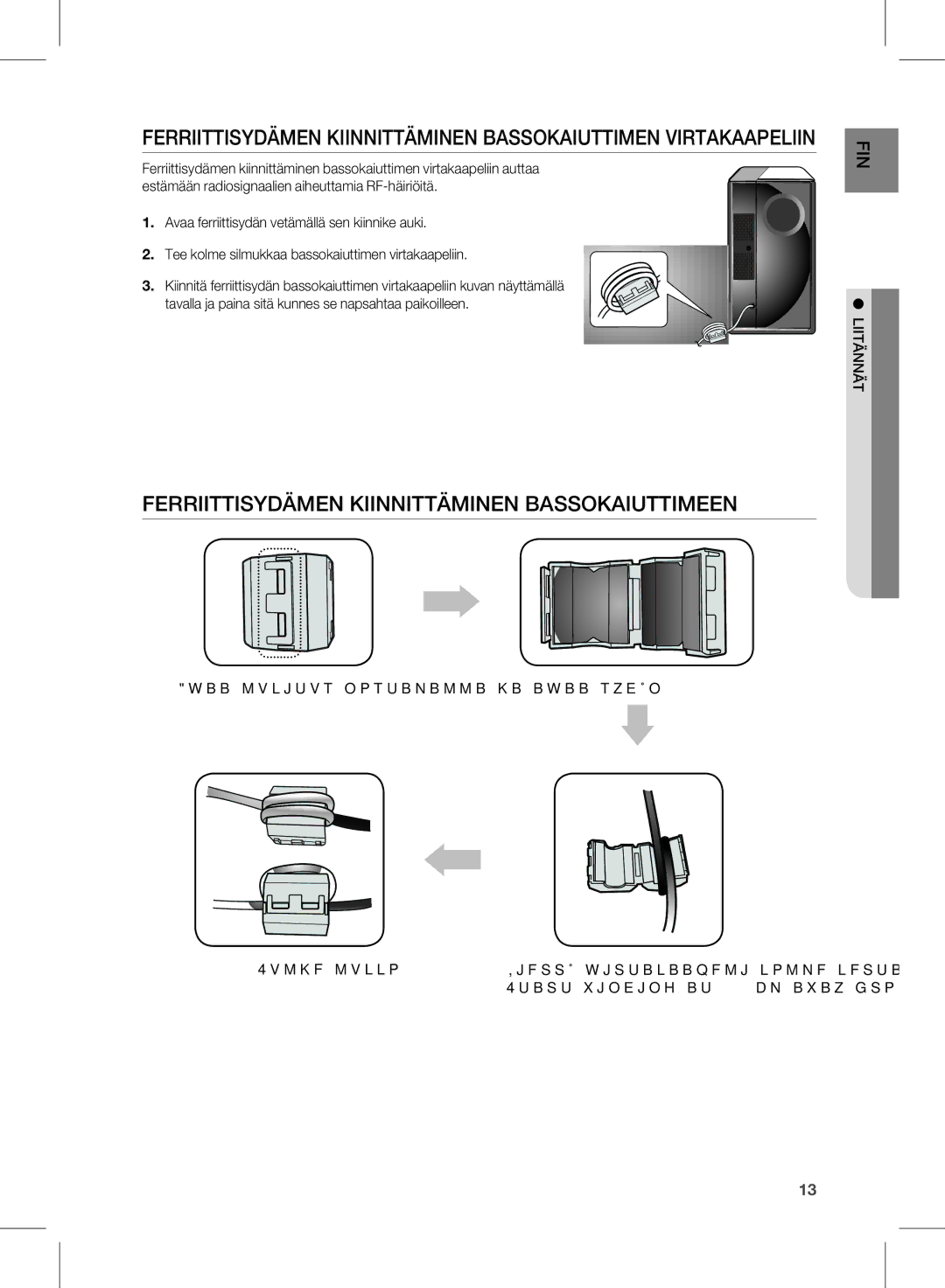 Samsung HW-D570/XE manual Avaa lukitus nostamalla ja avaa sydän, LIITÄnnÄT Sulje lukko 