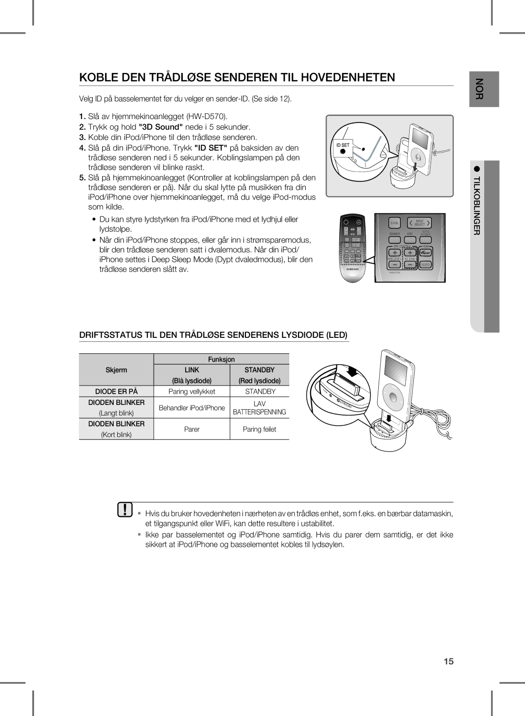 Samsung HW-D570/XE manual KoBLE DEN Trådløse Senderen TIL HoVEDENHETEN 