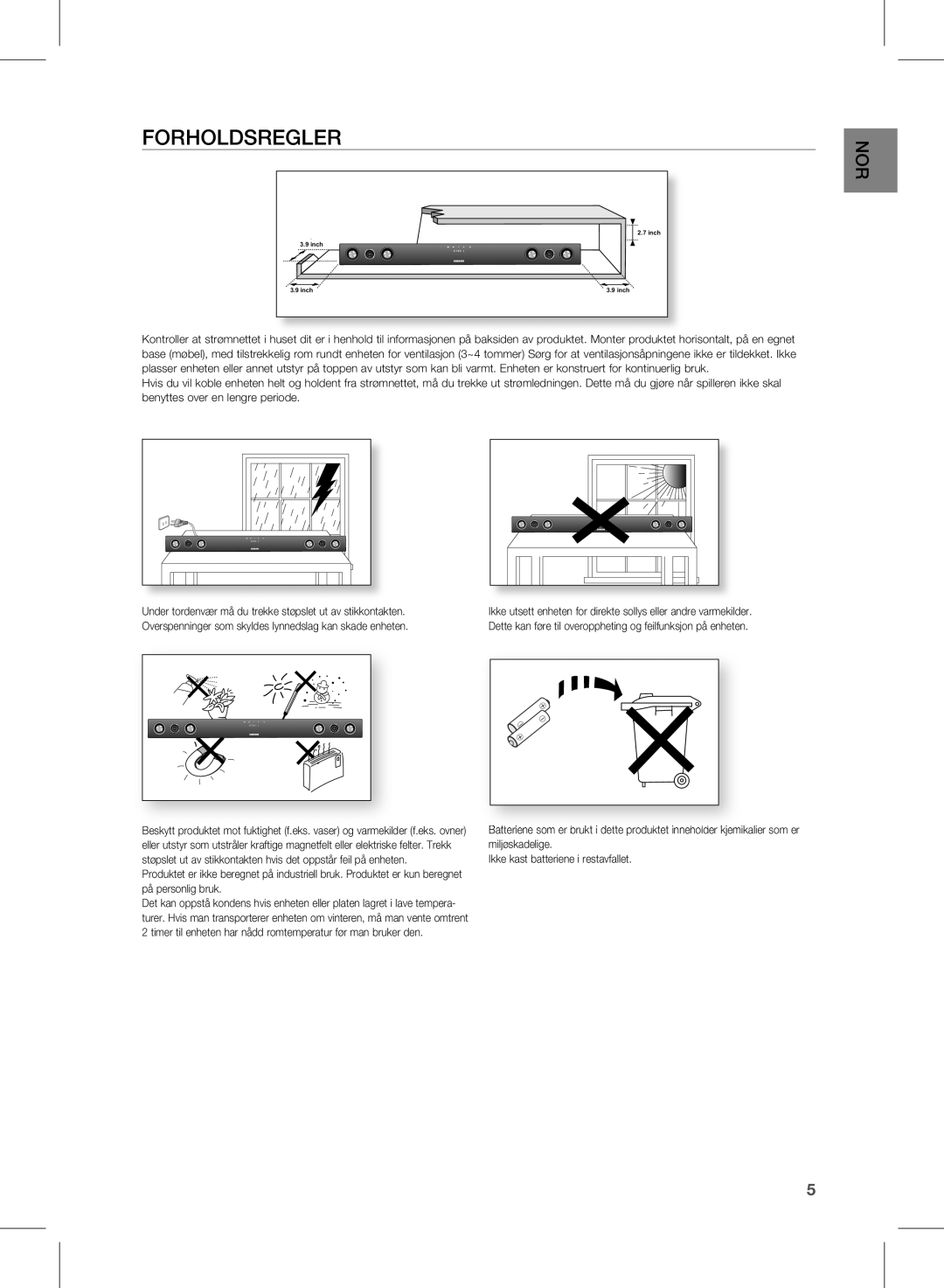 Samsung HW-D570/XE manual FoRHoLDSREgLER 