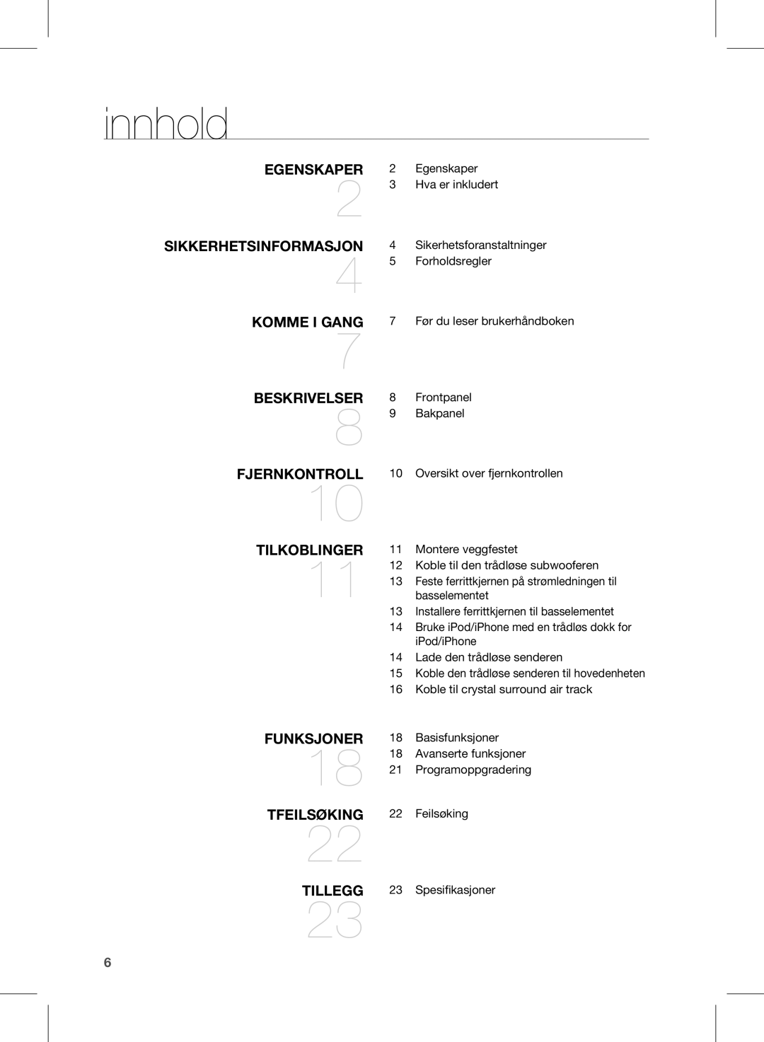 Samsung HW-D570/XE manual Innhold 