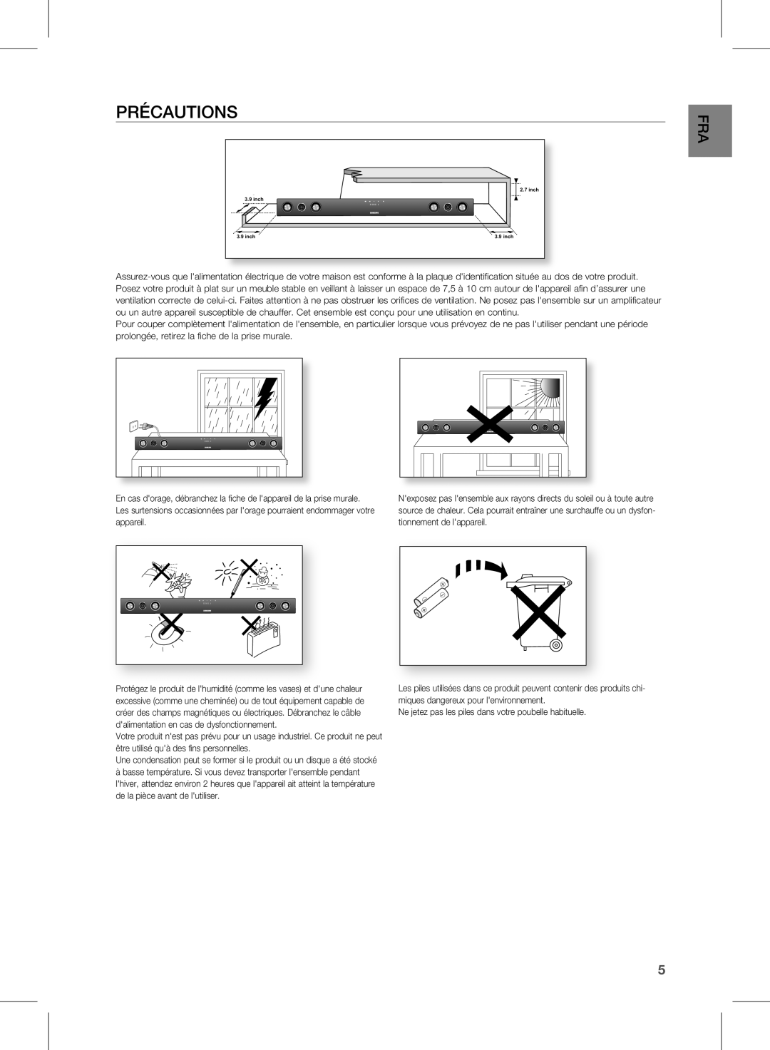 Samsung HW-D570/ZF manual PrÉCAUTIONS 