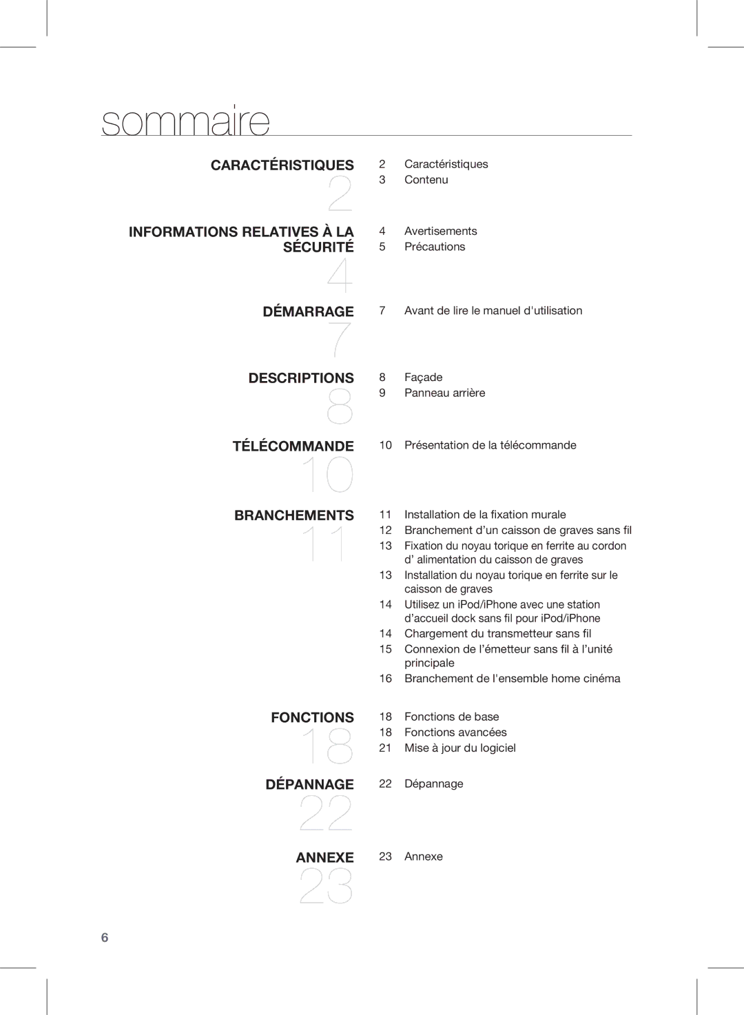 Samsung HW-D570/ZF manual Sommaire 