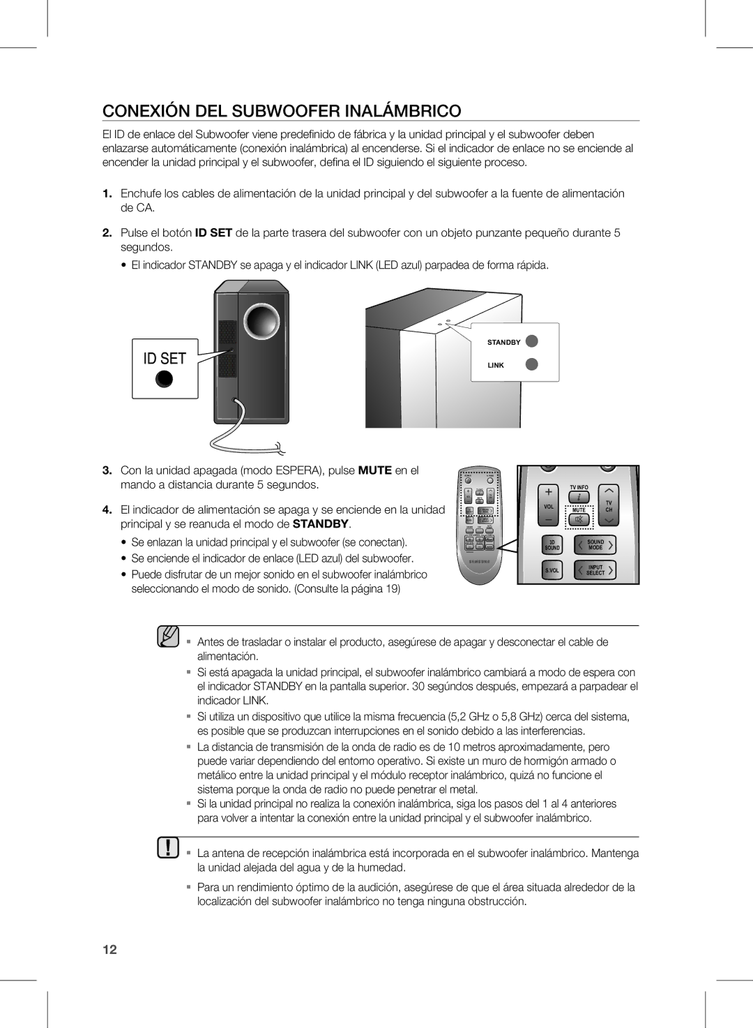 Samsung HW-D570/ZF manual Conexión DEL Subwoofer Inalámbrico, Standby Link 