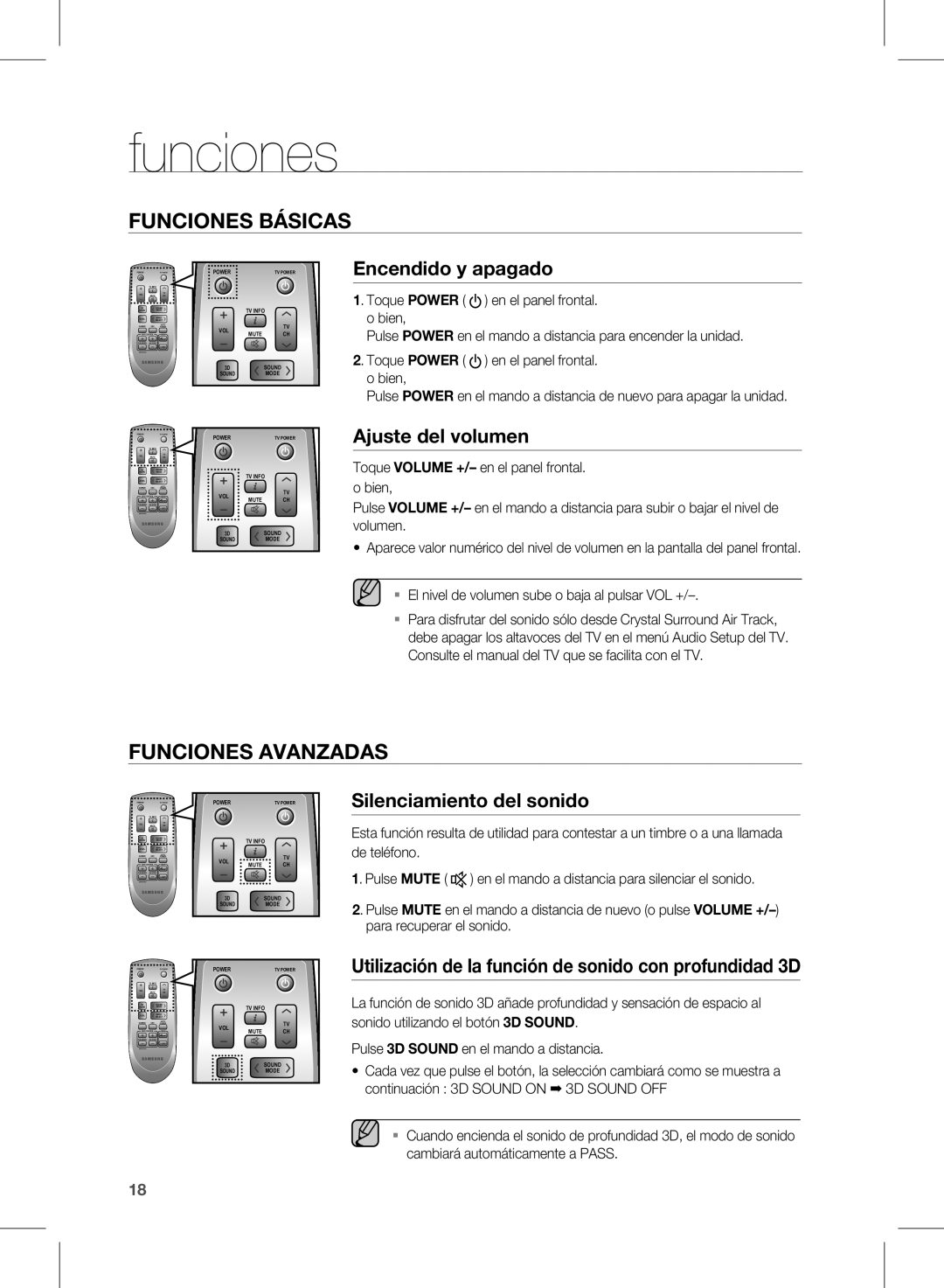 Samsung HW-D570/ZF manual Funciones Básicas 