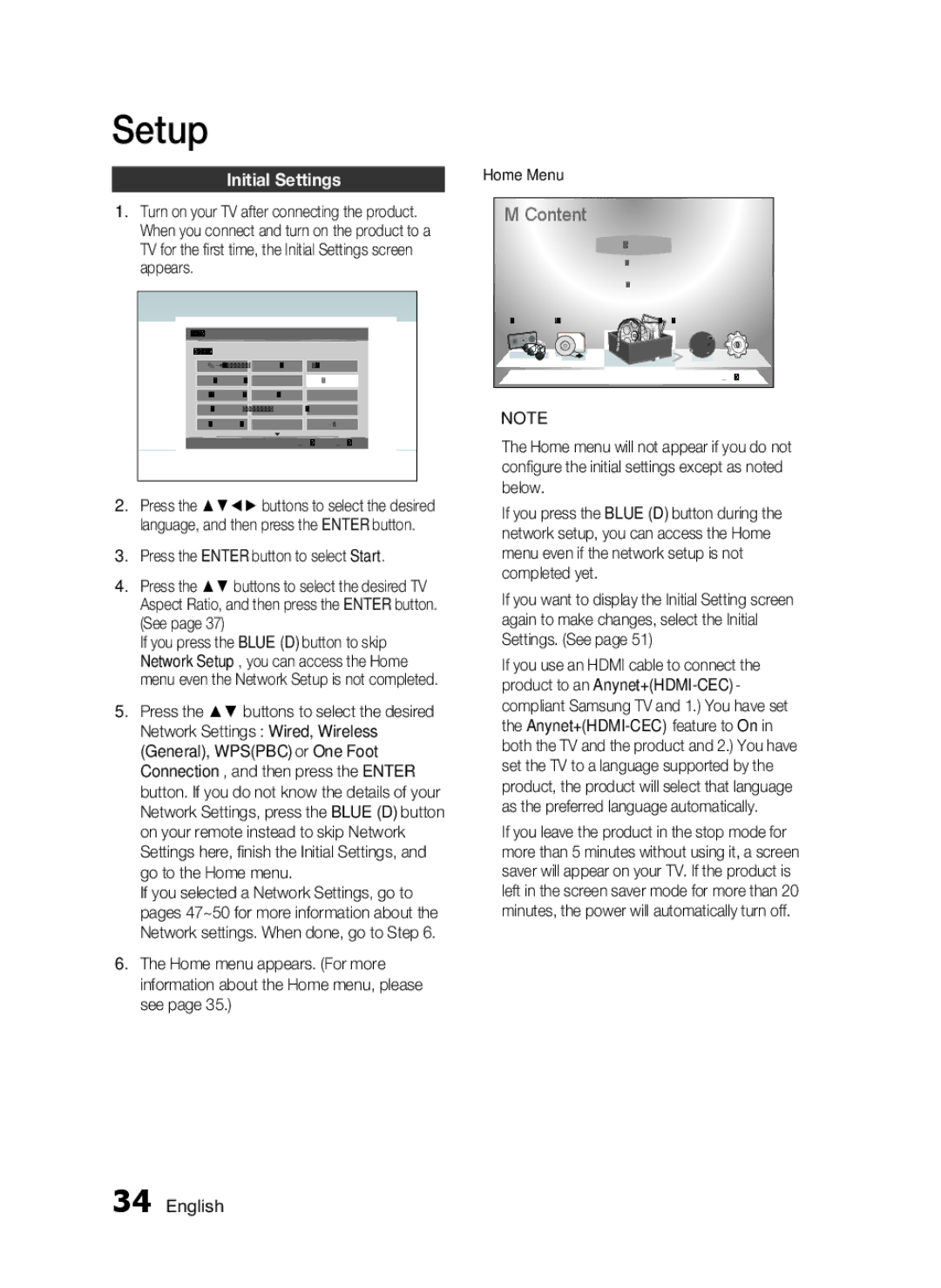 Samsung HW-D7000 user manual Setup 