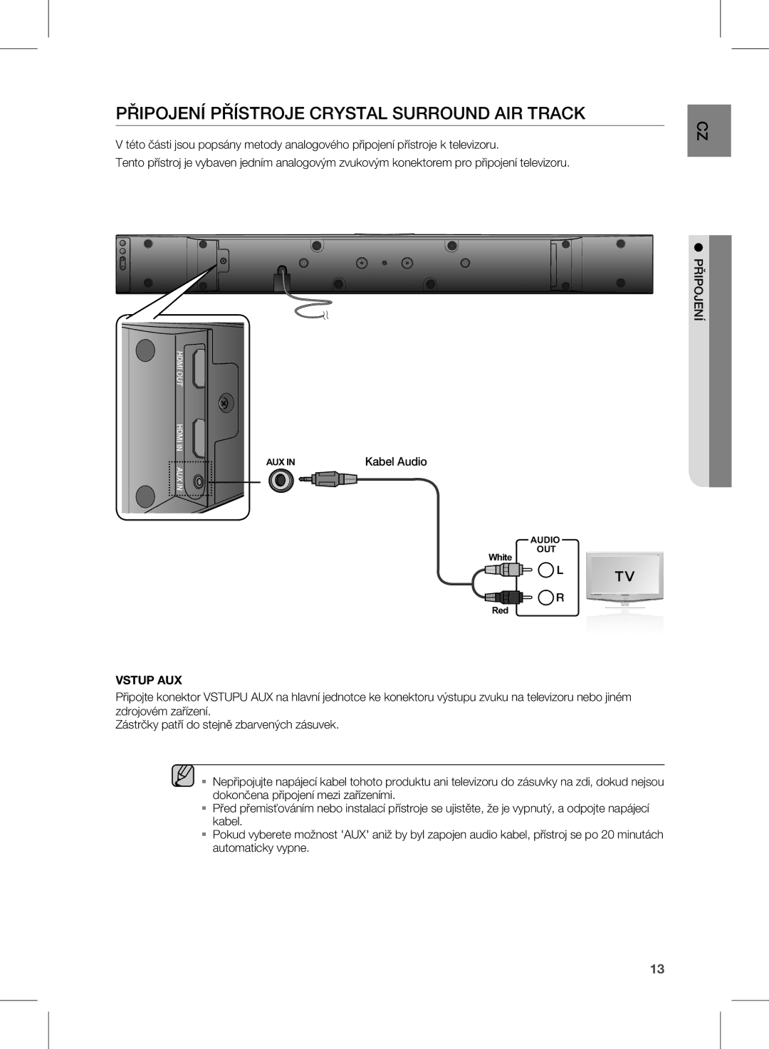 Samsung HW-E350/EN manual En řipojp, Vstup AUX 