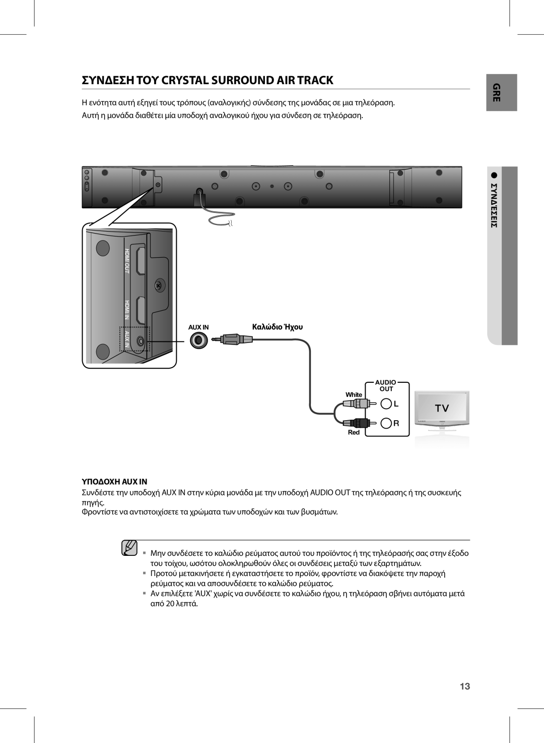 Samsung HW-E350/EN manual Καλώδιο ήχου 