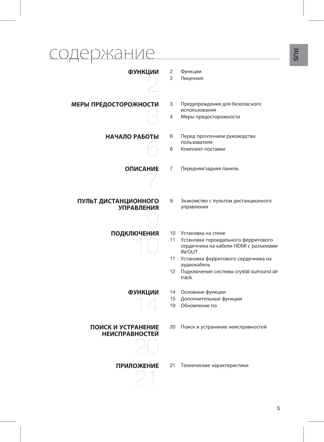 Samsung HW-E350/RU manual Содержание, In/Out 