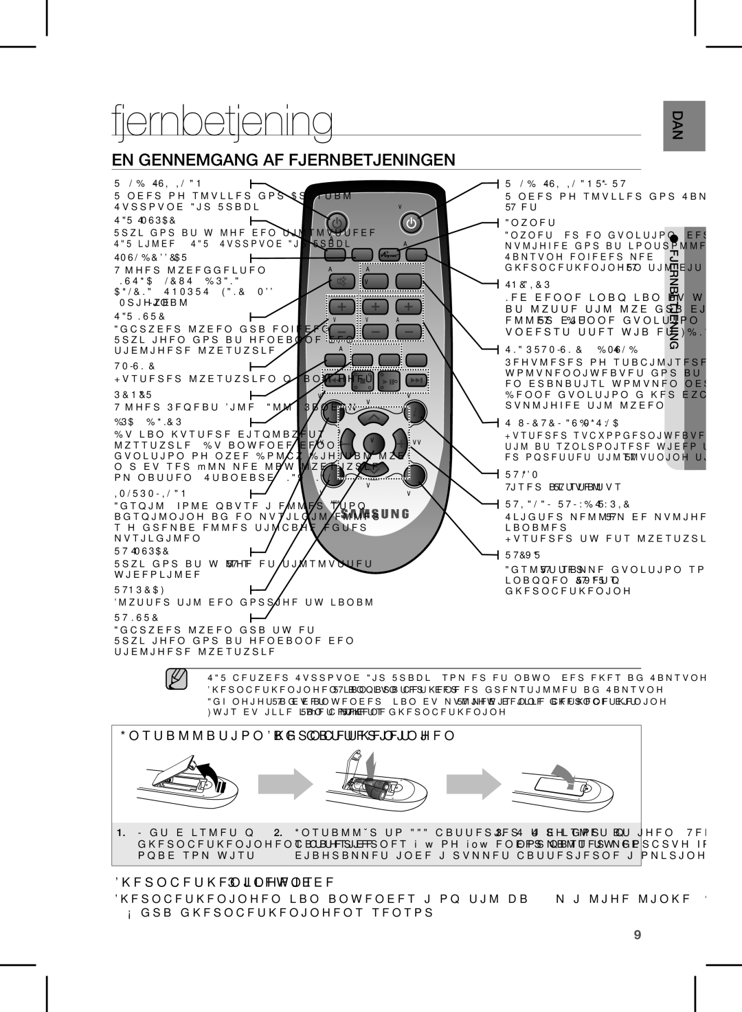 Samsung HW-E350/XE manual EN Gennemgang AF Fjernbetjeningen, Betjefjer 