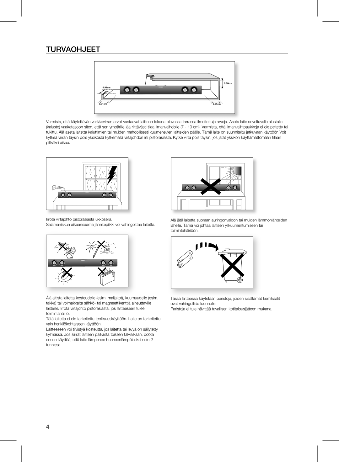 Samsung HW-E350/XE manual TurvaohjeeT 