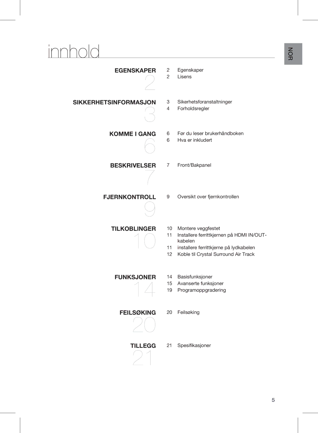 Samsung HW-E350/XE manual Innhold, Egenskaper 2 Egenskaper 2 2 Lisens 