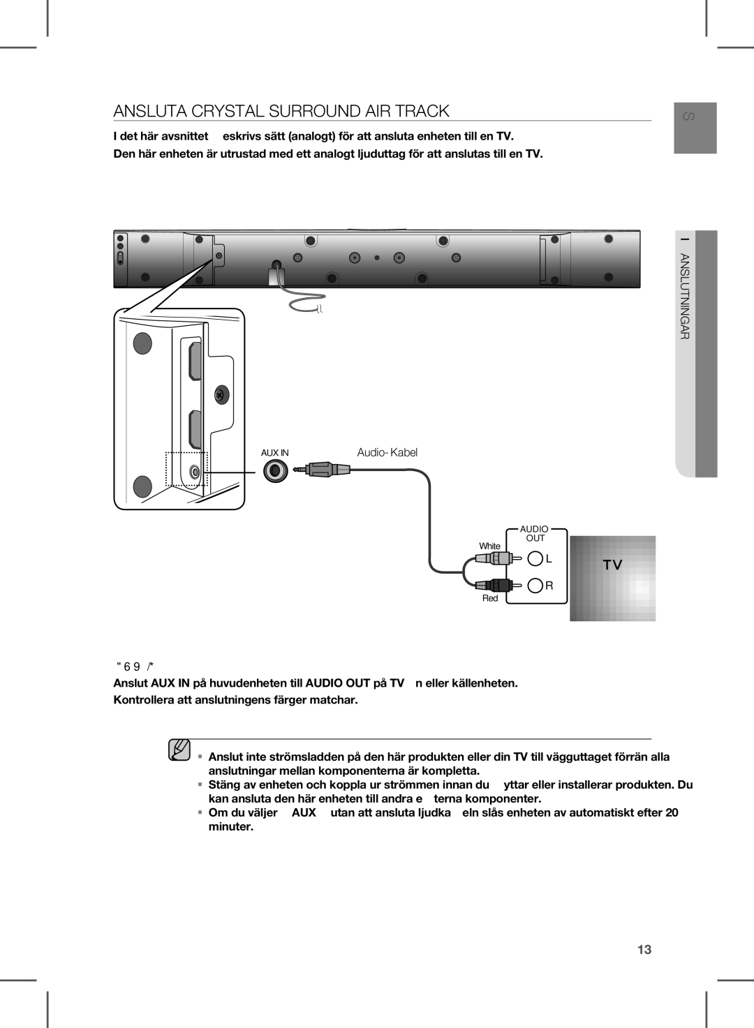 Samsung HW-E350/XE manual Utningaransl, Aux 