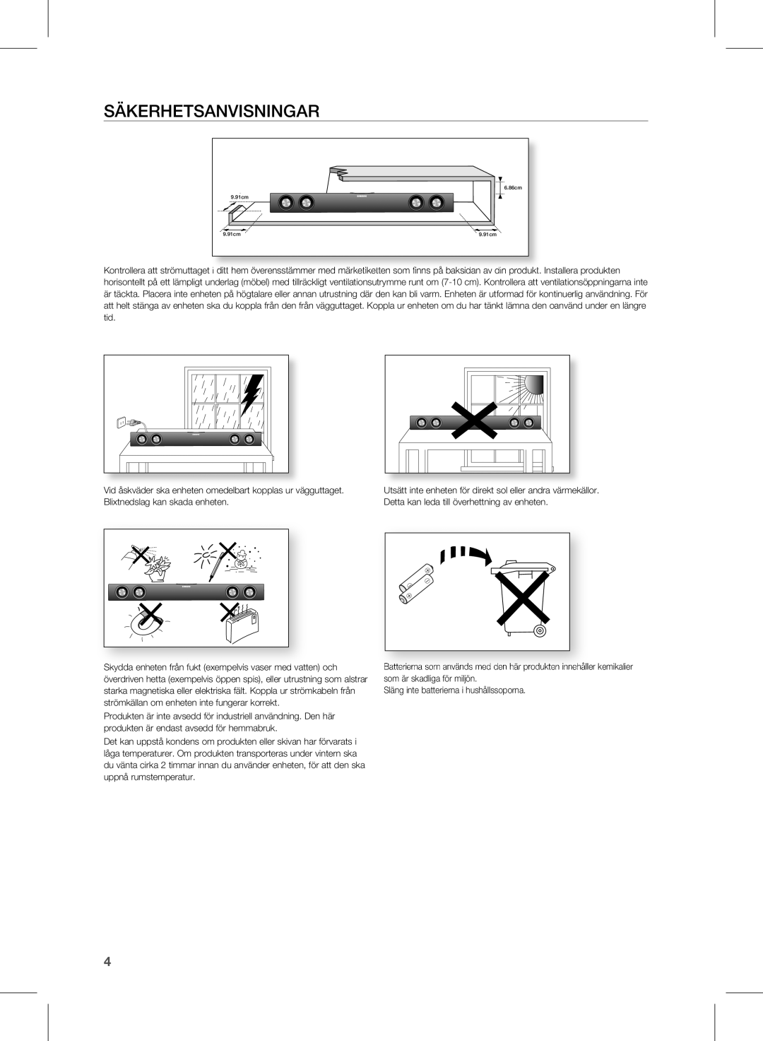 Samsung HW-E350/XE manual SäKerHeTsanVisningar 